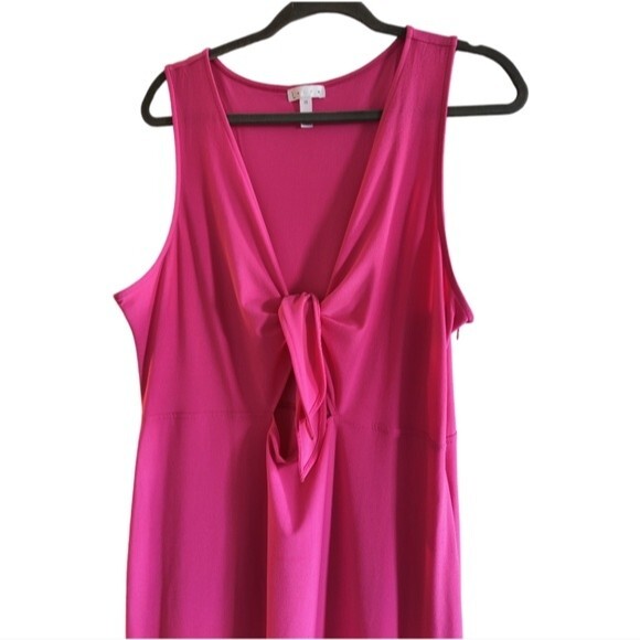 Leith Hot Pink Tie  Barbiecore Front Cutout Midi Plus Dress size 1X - Picture 5 of 13